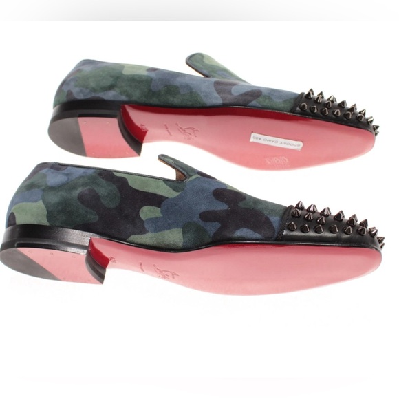 Christian Louboutin NEW Loafers Size 41 8.5 Spooky Flat In Green / Blue Camo 🔥🔥🔥